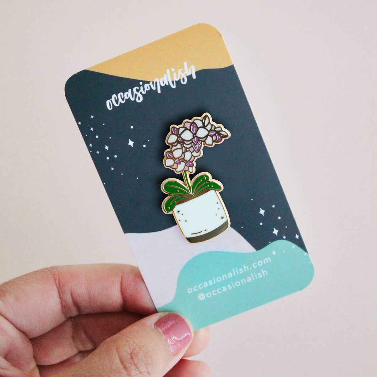 Enamel Pin: Pot of Orchids