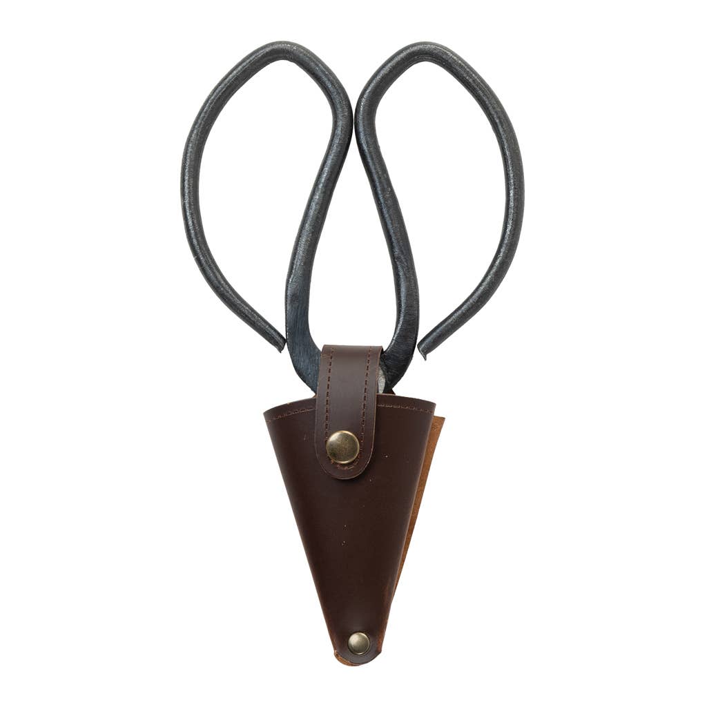 Large Gardeners Scissors + Vegan Leather Pouch