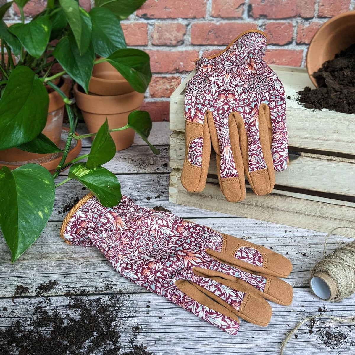 Gardening Gloves - Abstract Flower Mustard/Pink