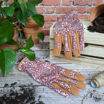Gardening Gloves - Abstract Flower Mustard/Pink