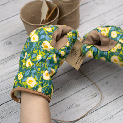 Gardening Gloves - Abstract Floral Green