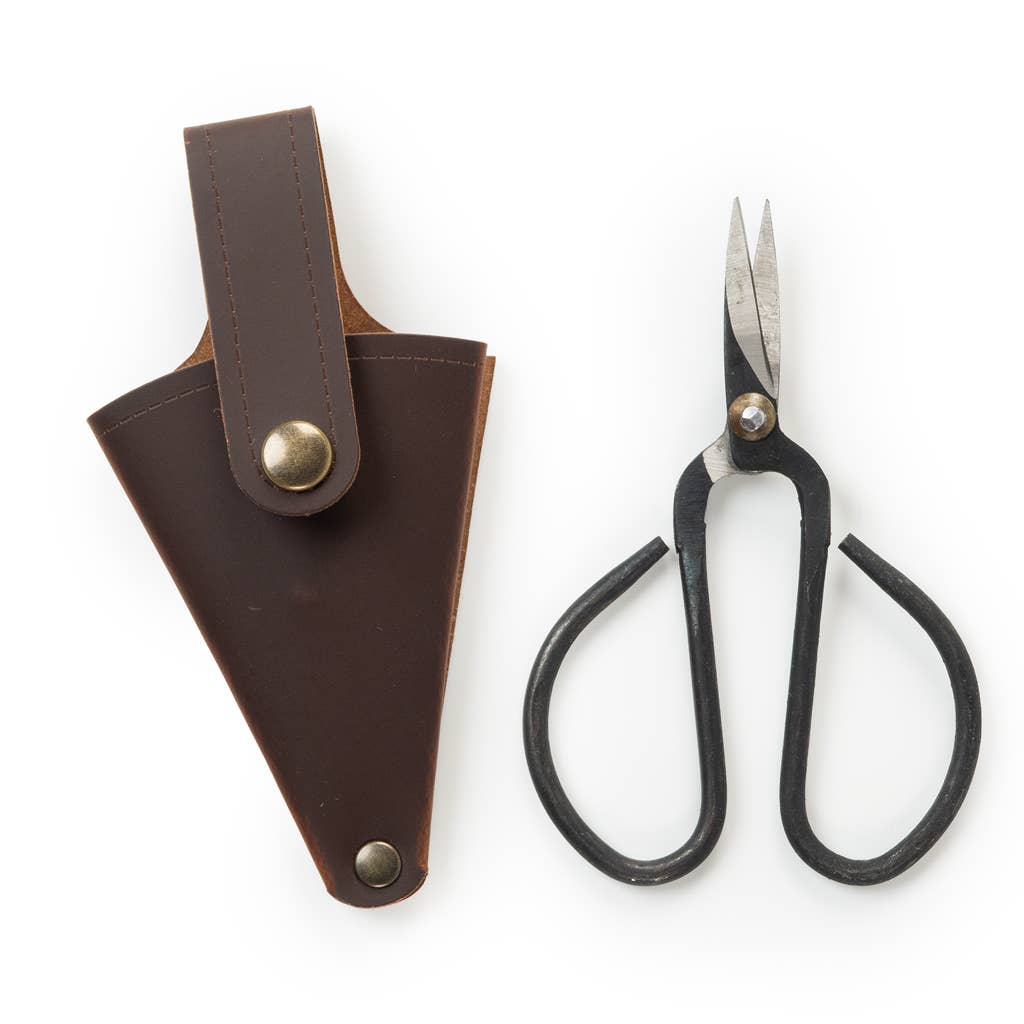 Small Gardeners Scissors + Vegan Leather Pouch