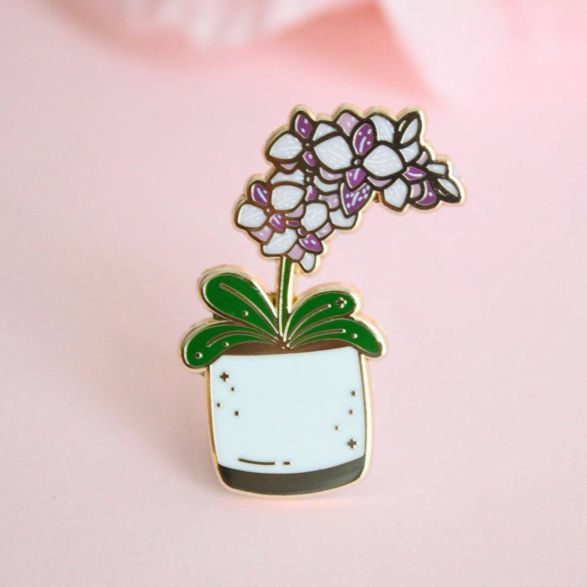 Enamel Pin: Pot of Orchids