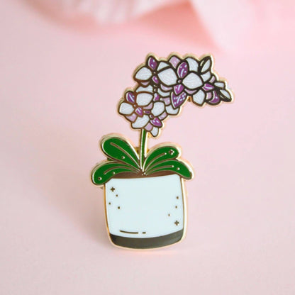 Enamel Pin: Pot of Orchids