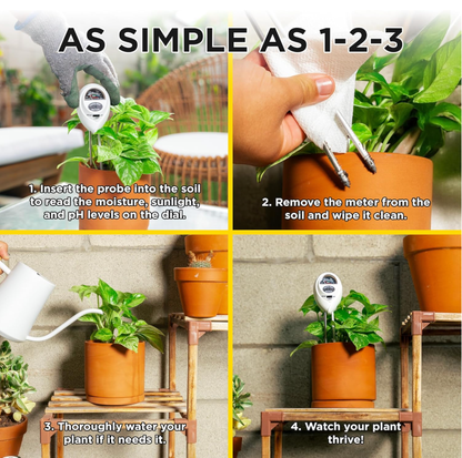 3-in-1 Soil Meter; Moisture, pH and Light
