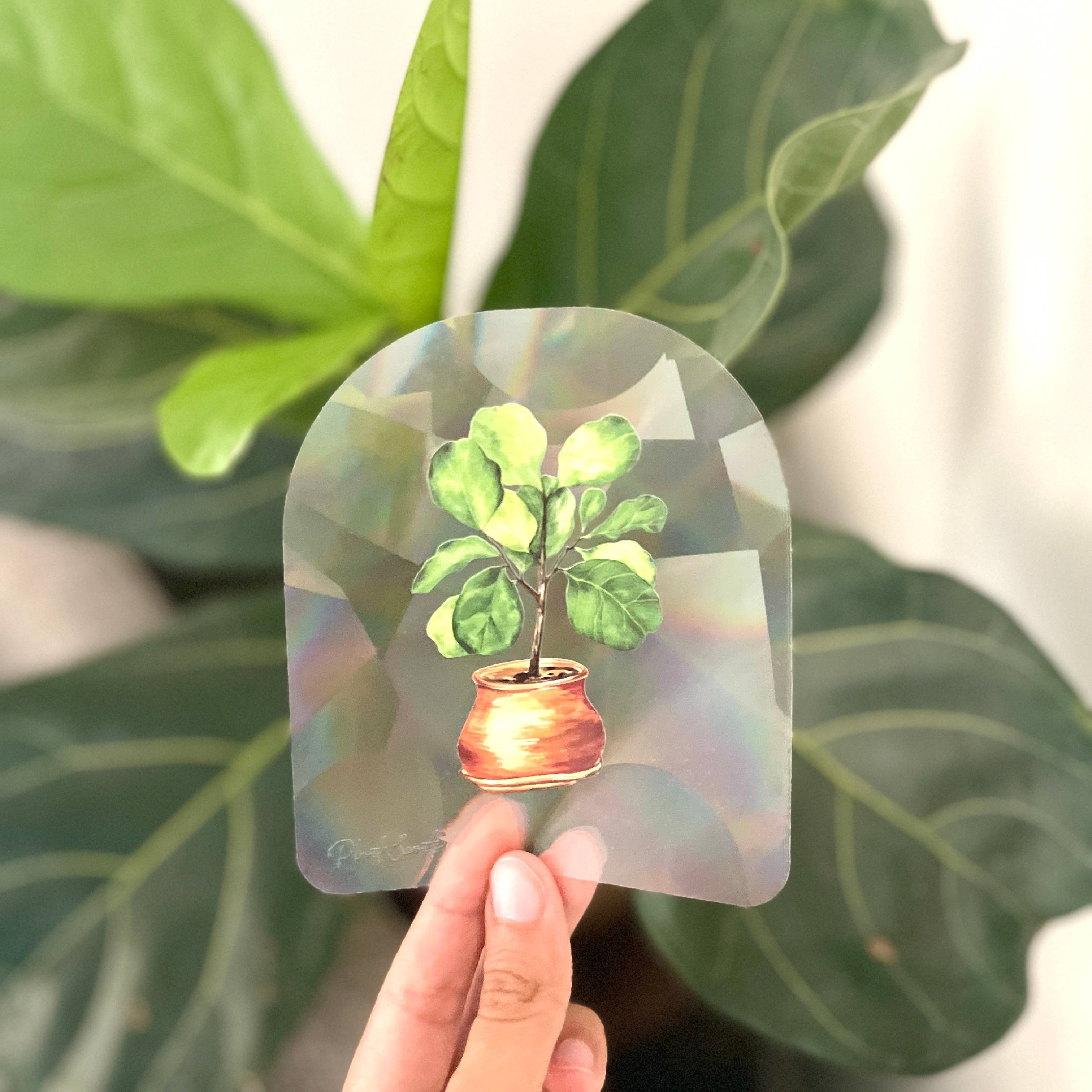 Suncatcher Window Decal Sticker Crystal - Fiddle Fig