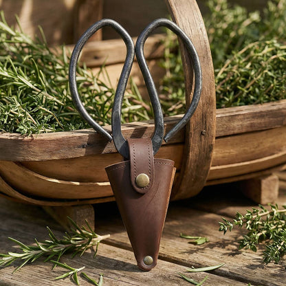 Large Gardeners Scissors + Vegan Leather Pouch