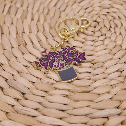 Oxalis Purple Shamrock Key Ring