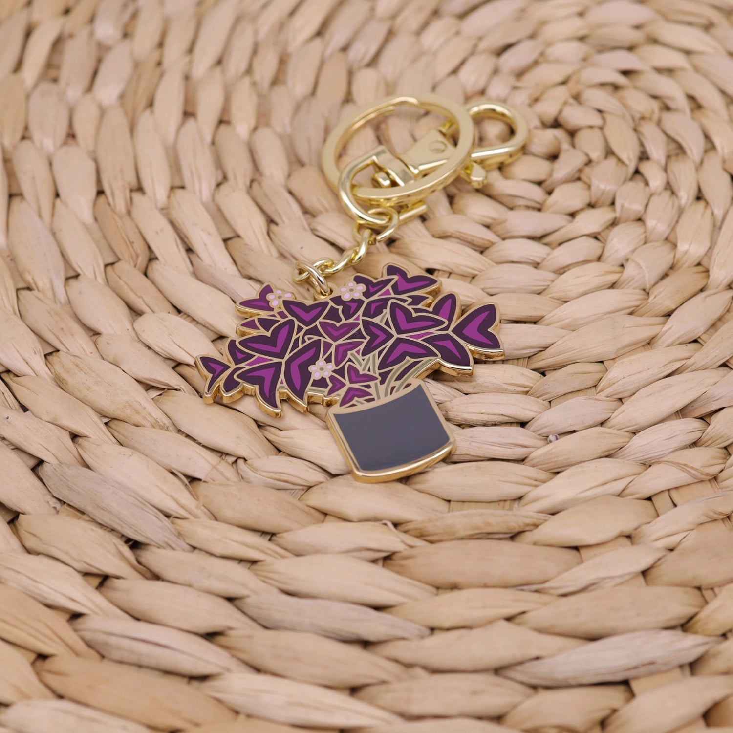 Oxalis Purple Shamrock Key Ring