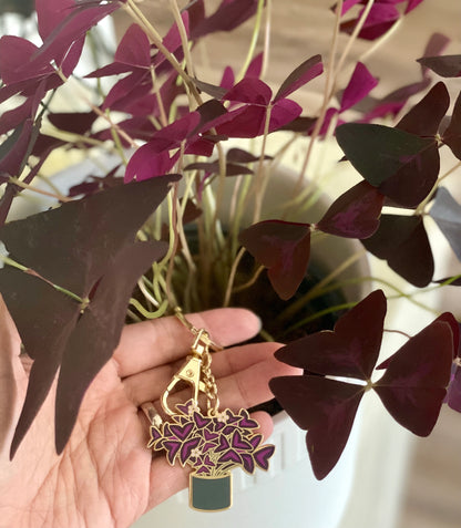 Oxalis Purple Shamrock Key Ring