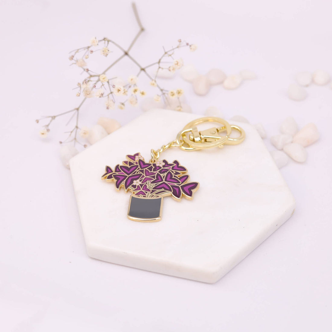 Key Ring - Oxalis Purple Shamrock